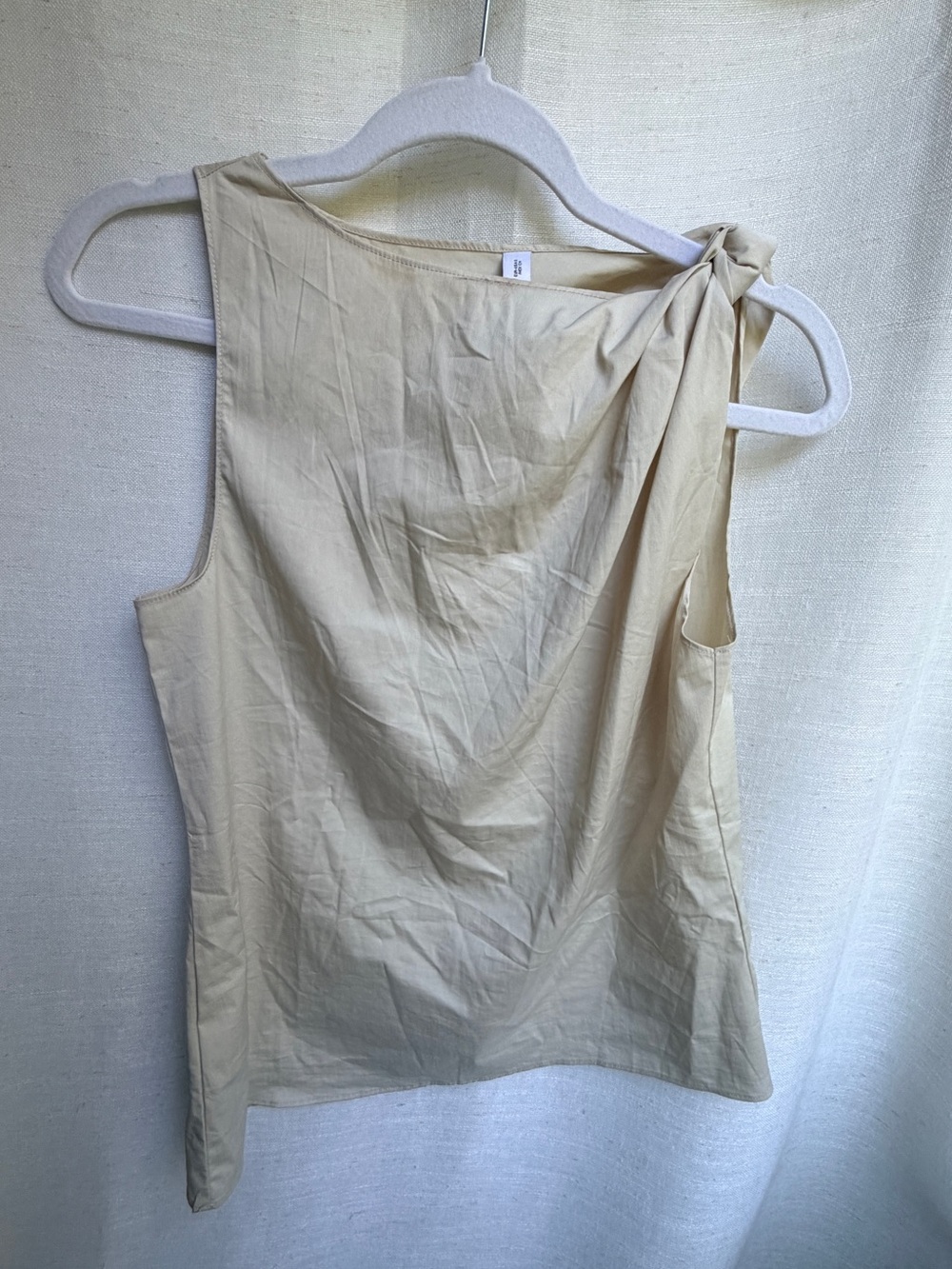 MNG Mango Indo Cream Knot Shoulder Asymmetric Sleeveless Top S
